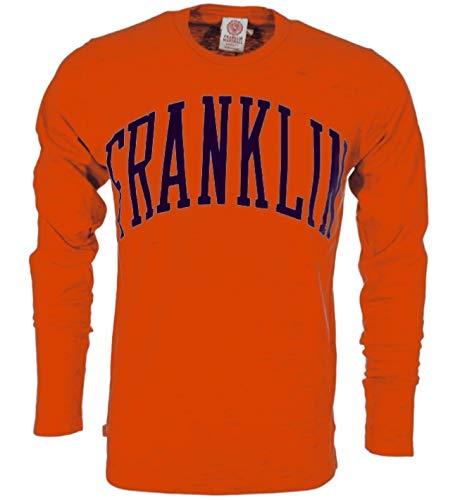 Franklin & Marshall Maglietta in Cotone Leggera Manica Lunga Girocollo Flame Orange Arancione