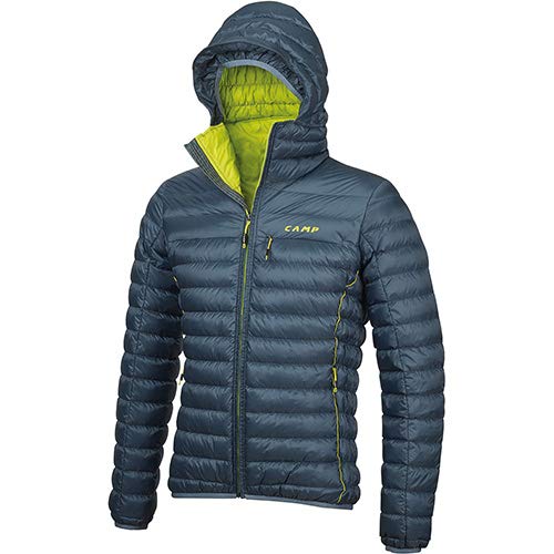 C .A.M.P. Camp ED Protection Jacket Men's - Giacca Piumino Uomo con Cappuccio Blu Pastello/Lime
