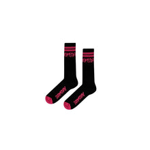 Carica l&#39;immagine nel visualizzatore di Gallery, DOOMSDAY SOCIETY Logo Socks Calze Calzini Black Fucsia
