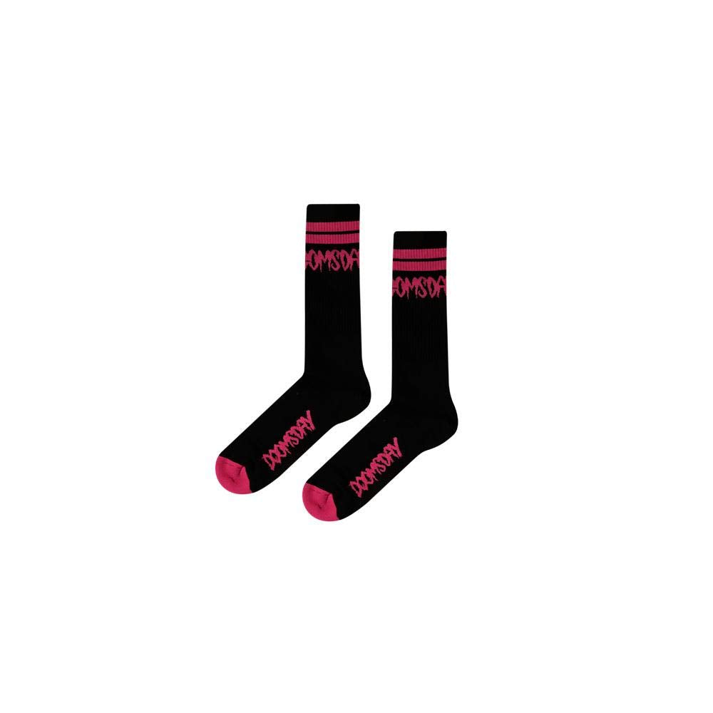 DOOMSDAY SOCIETY Logo Socks Calze Calzini Black Fucsia