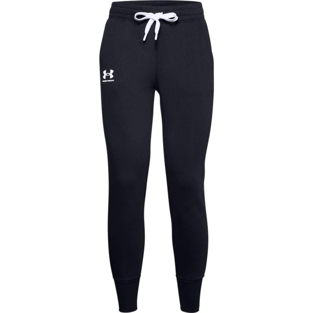 Under Armour Jogger Rival Fleece, Pantaloni Tuta Donna, Black White (001), 16