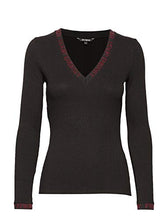 Carica l&#39;immagine nel visualizzatore di Gallery, D&amp;D Desigual TS Daria Maglia Manica Lunga Collo a V Donna Nero (XS)
