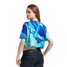 Carica l&#39;immagine nel visualizzatore di Gallery, DOLLY NOIRE BLUE LIQUID CROP TOP taglia S
