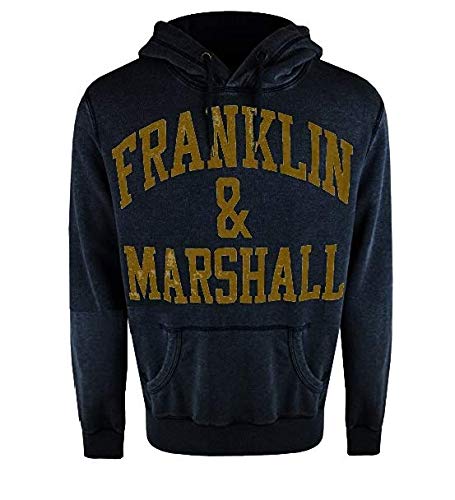 Franklin & Marshall FLMVA095ANW16 Hoodie Navy Felpa Uomo Blu Scuro con Stampa Logo Vintage XXL