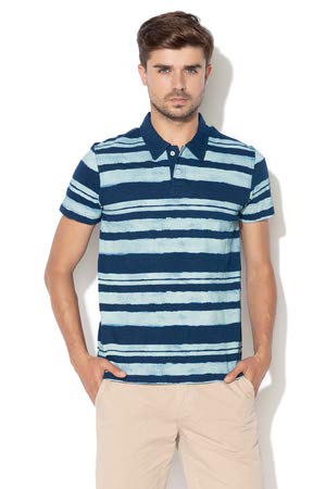 Desigual Polo Hector Polo Uomo a Righe pennellate Base Blu