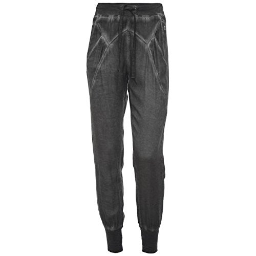 FREDDY PANTALONI IN MORBIDO SATIN SOVRATINTO EFFETTO DELAVÉ CON CUCITURE ASIMMETRICHE DECORATIVE