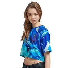 Carica l&#39;immagine nel visualizzatore di Gallery, DOLLY NOIRE BLUE LIQUID CROP TOP taglia S
