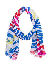 Carica l&#39;immagine nel visualizzatore di Gallery, TIFFOSI Venus Foulard Multicolore Donna Bianco Giallo Rosso e Blu a Righe
