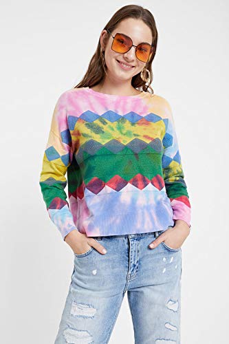 Desigual JERS Amritsar Maglia fine Effetto stinto con Rombi