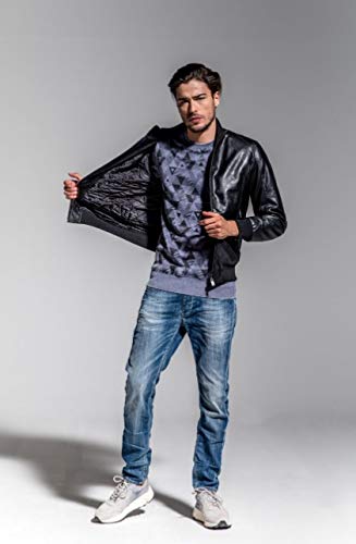 Giubbotto Uomo Giacca In Ecopelle Nera Fifty Four Giacca