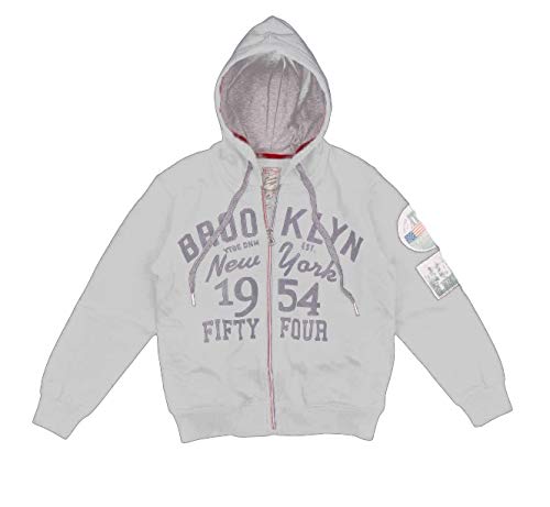 Fifty Four Magog T286 Felpa Bambino con Zip e Cappuccio Brooklin New York Grigio Melange