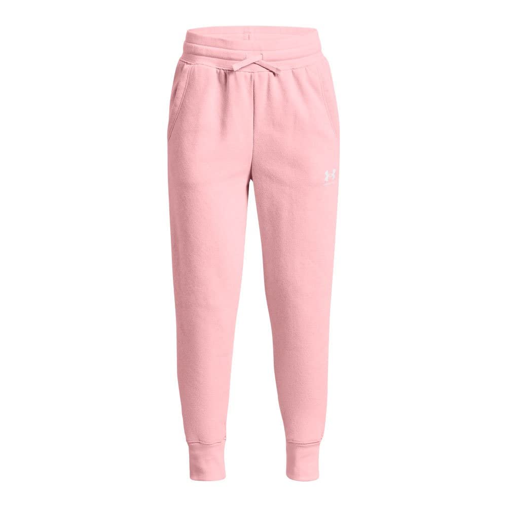 Under Armour Girls' UA Rival Fleece Em Joggers Pantaloni, Prime Pink, XL Bambina
