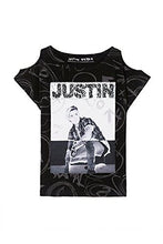 Carica l&#39;immagine nel visualizzatore di Gallery, Desigual Maglietta nera Justin Bieber TS POP

