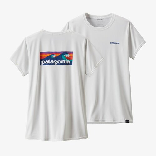 Patagonia W's Cap Cool Daily Graphic Shirt Tecnica da Donna White bianco Boardshort Logo