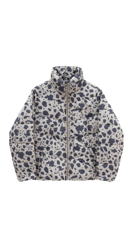 Vans Giubbotto Vans Donna modello foundry print puff mte, vestibilità regolare, manica lunga, collo alto, chiusura con cerniera centrale, tasche aperte laterali, colore Black S Multicolore Black