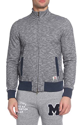 Franklin & Marshall Felpa Uomo in Cotone garzato, Senza Cappuccio, Zip Intera, Blu Melange, Taglia XXL