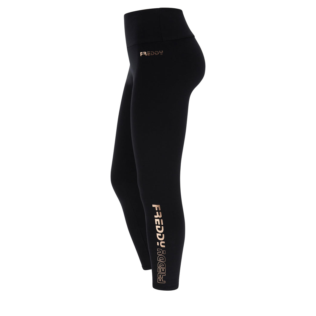 FREDDY - Leggings Sportivi 7/8 Felpa Elasticizzata Stampe Rame