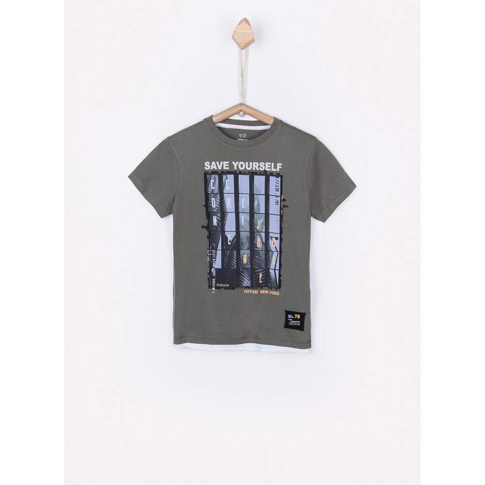 Tiffosi Raw 10021646 T-Shirt Bambino Manica Corta Verde con Stampe Surf