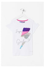 Carica l&#39;immagine nel visualizzatore di Gallery, Desigual - Girl - T-shirt bianca con paillettes - Cotonou -
