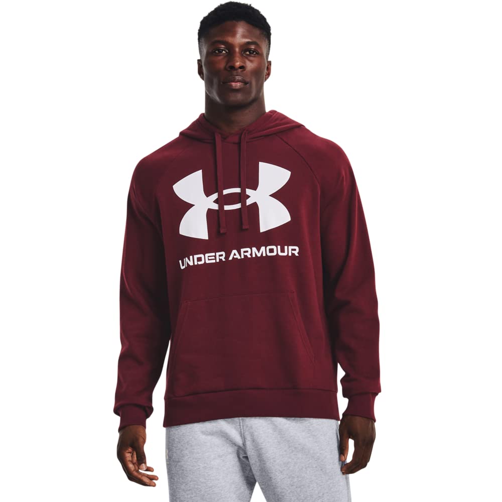 Under Armour Men's Standard Rival Fleece Big Logo Hoodie, (690) Chestnut Red / / Onyx White, X-Large