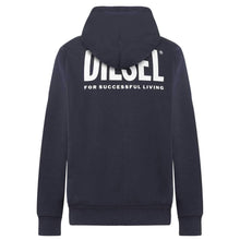 Carica l&#39;immagine nel visualizzatore di Gallery, Diesel 00SAV1S-GIRK-HOOD-ZIP-LOGO Felpa da Uomo Zip e Cappuccio Logo Dietro Blu (M)
