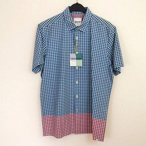 Ben Sherman Cotton Gingham Check Shirt Two Tone Blue Red Camicia Uomo Manica Corta a Quadretti Bicolor
