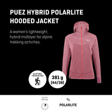 Carica l&#39;immagine nel visualizzatore di Gallery, SALEWA Puez Hybrid Polarite Hooded Fleece, Felpa Donna, Blu (Navy Blazer Melange), 36
