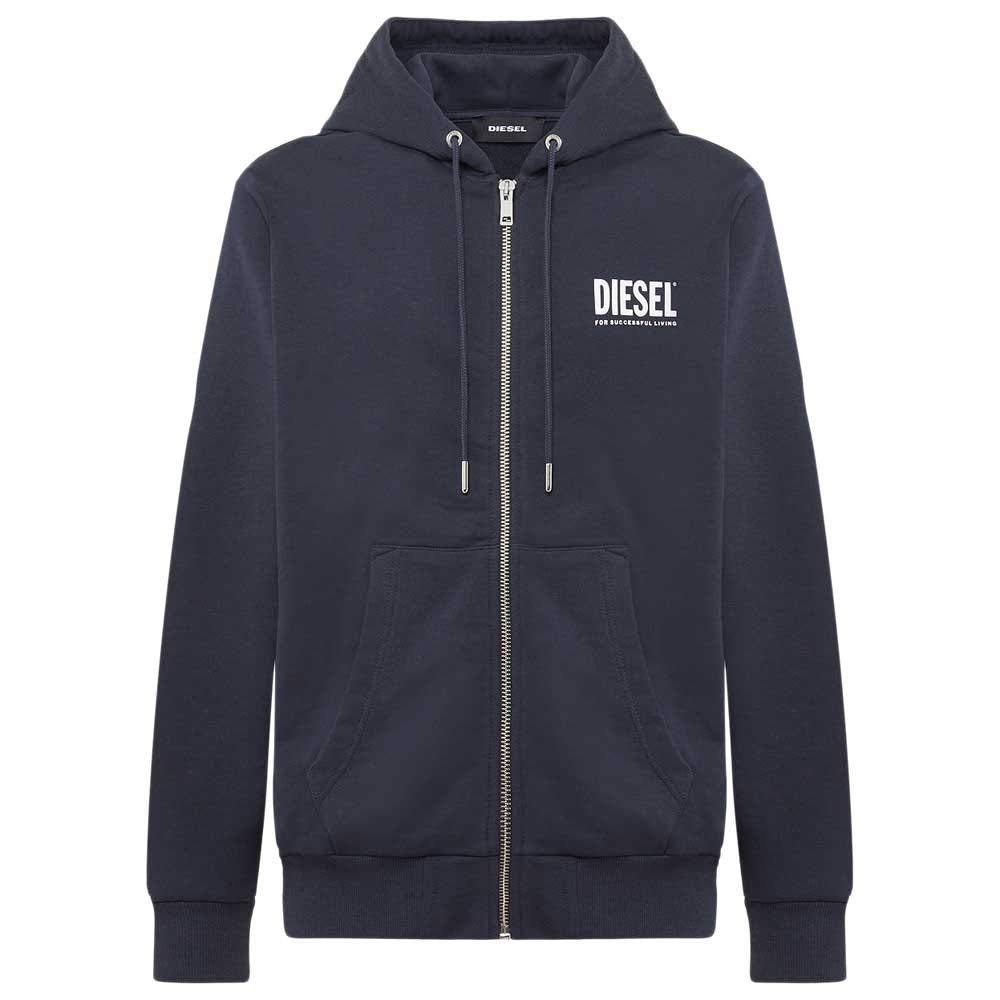 Diesel 00SAV1S-GIRK-HOOD-ZIP-LOGO Felpa da Uomo Zip e Cappuccio Logo Dietro Blu (M)