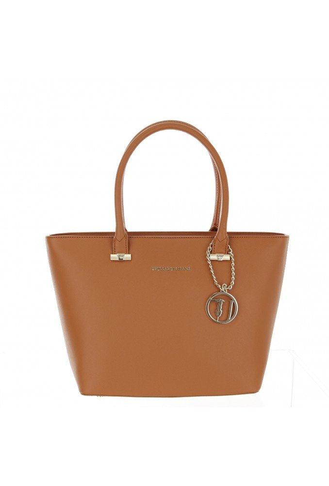 TRUSSARDI JEANS LEVANTO SHOPPING BAG CUOIO