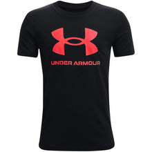 Carica l&#39;immagine nel visualizzatore di Gallery, Under Armour Boys&#39; Sportstyle Logo Short-Sleeve T-Shirt , Black (002)/Beta , Youth X-Small
