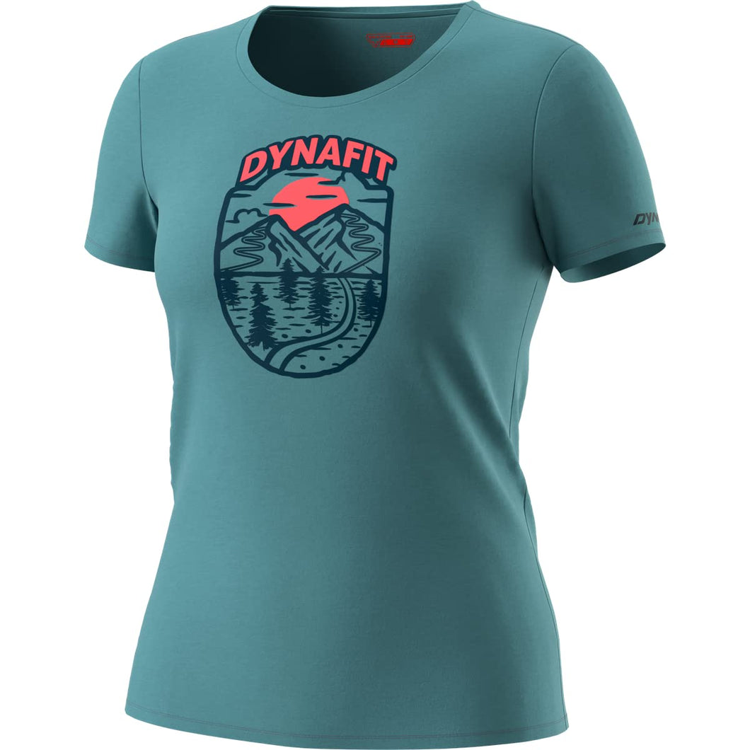 DYNAFIT Graphic Co S/S Tee T-Shirt, Brittany Blue/Horizon, M Donna