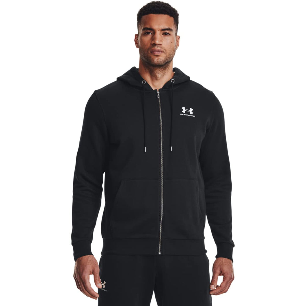 Under Armour Felpa con Cappuccio da Uomo UA Essential in Pile con Zip Intera Top, Nero