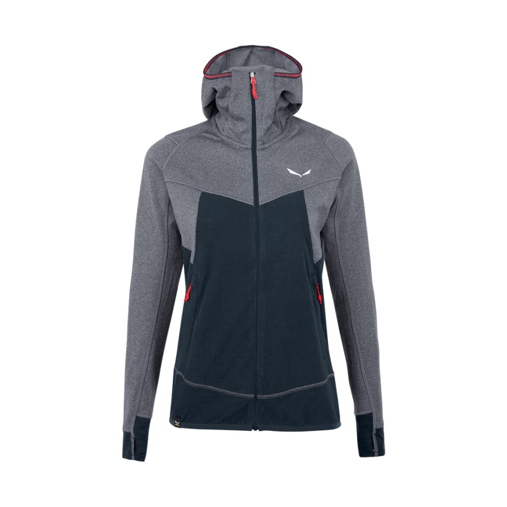 SALEWA Puez Hybrid Polarite Hooded Fleece, Felpa Donna, Blu (Navy Blazer Melange), 36