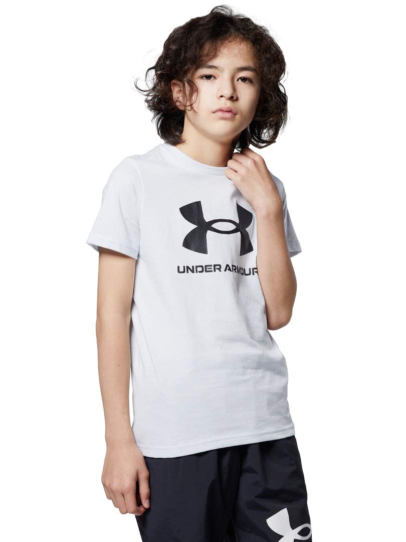 Under Armour Boys' Sportstyle Logo Short-Sleeve T-Shirt , Halo Gray Light Heather (014)/Black , Youth Large