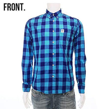 Carica l&#39;immagine nel visualizzatore di Gallery, Franklin and Marshall Camicia Uomo a Manica Lunga Quadri Blu Laguna Check
