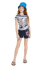 Carica l&#39;immagine nel visualizzatore di Gallery, Desigual Pant_conodale 19SGPK03 Shorts Pantaloncino da Ragazza Bambina in Cotone Blu
