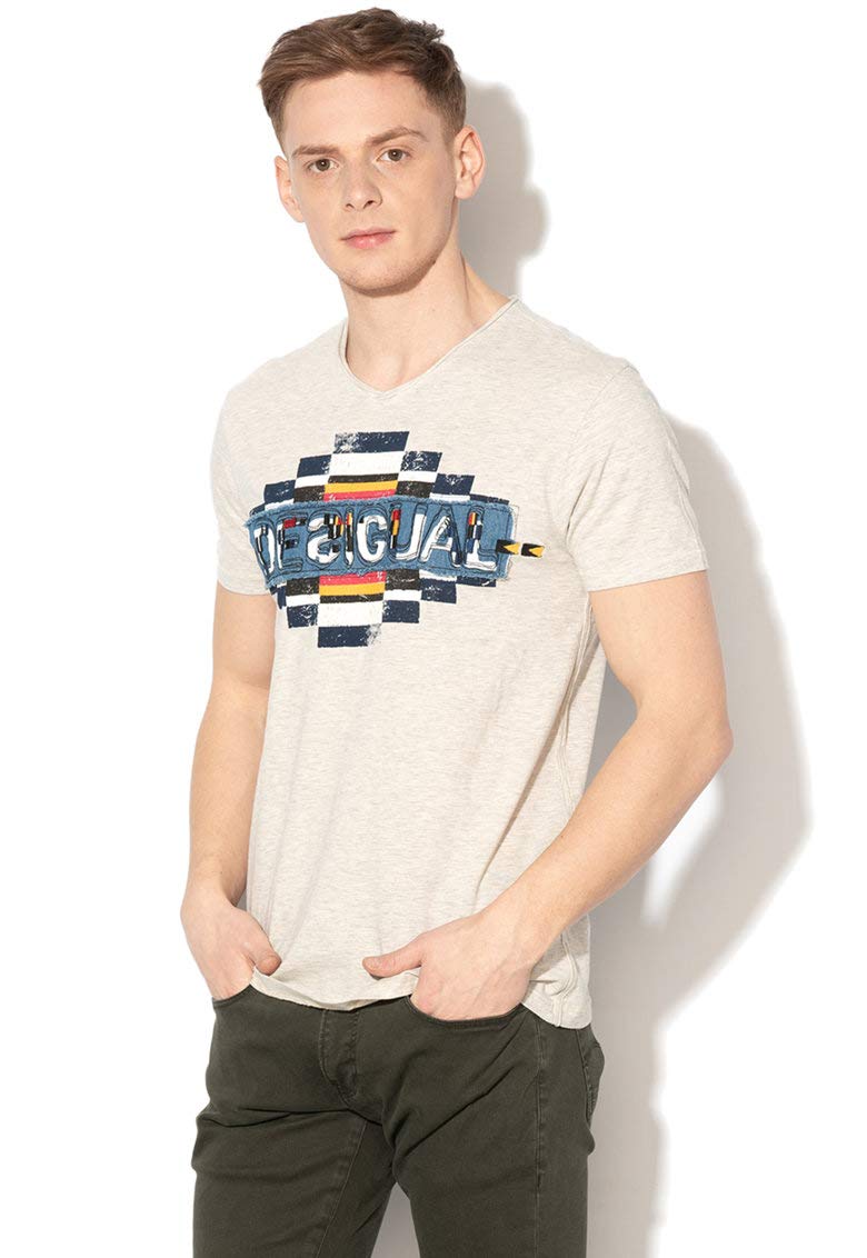 Desigual – Maglietta geometrico Balthasar, grigio chiaro