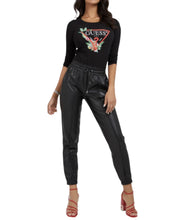 Carica l&#39;immagine nel visualizzatore di Gallery, Guess Pantalone Donna Letizia Jogger Ecopelle Nero E22GU56 W1YB98WE0C0
