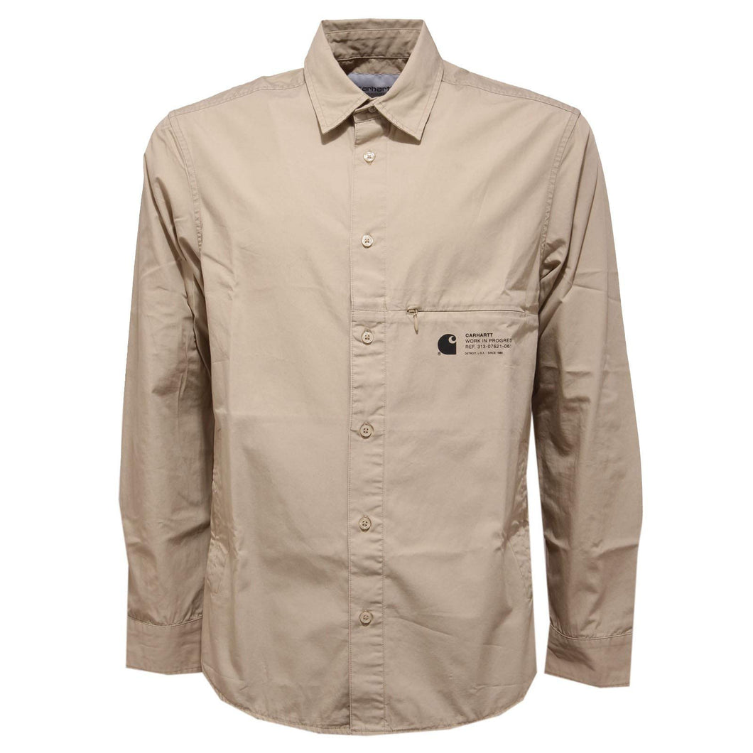 CARHARTT WIP L/s Coleman Shirt Camicia Uomo Manica Lunga Beige Wall