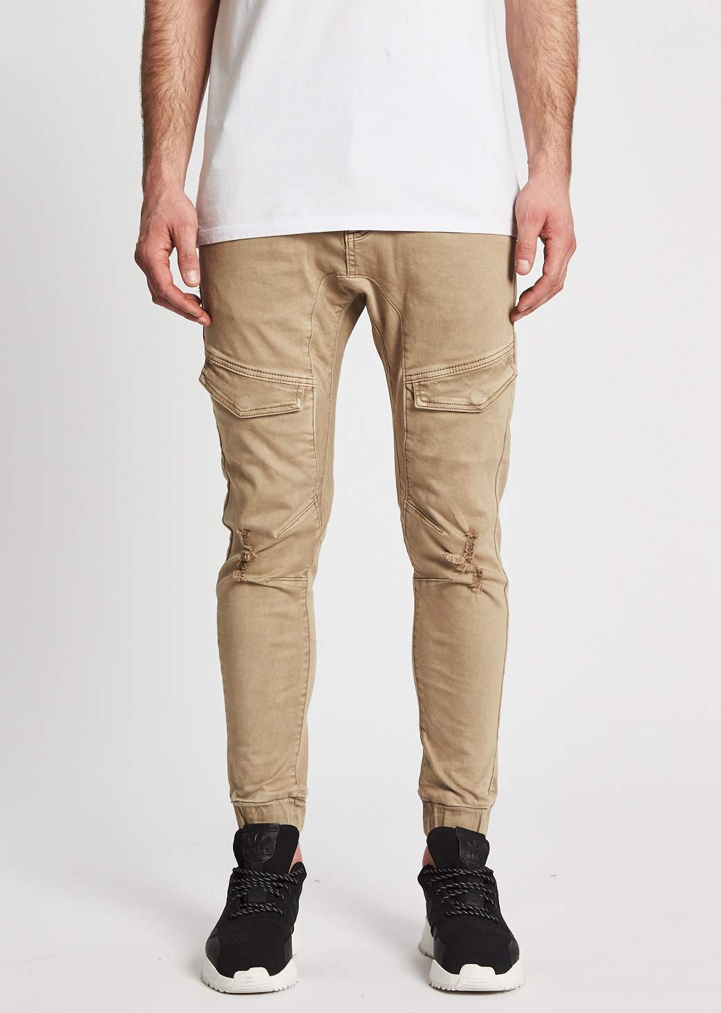 NENA & PASADENA Flight Mens Jogger Pant Pantalone Ragazzo, Cavallo sceso e Polsino Beige