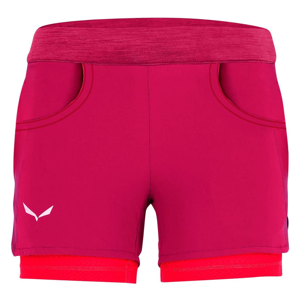 SALEWA Pantaloncino Elasticizzato e Leggero Agner Durastretch, Rose Red, 128 cm