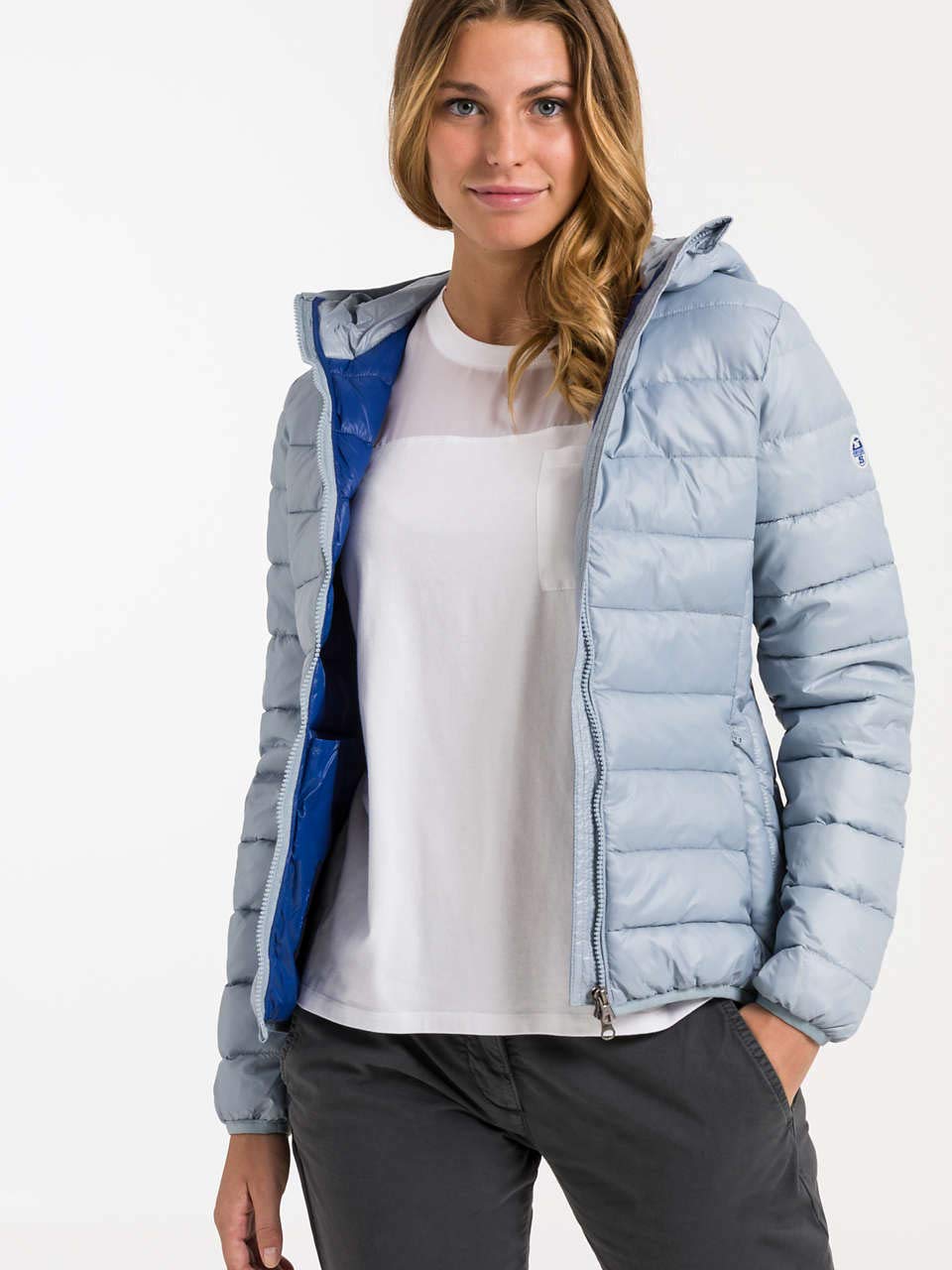 North Sails Super Light Hooded Jacket Dusty Blue Piumino Leggero Donna ScaccoMattoStore