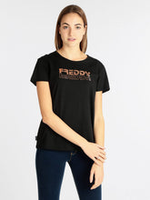 Carica l&#39;immagine nel visualizzatore di Gallery, FREDDY - T-Shirt in Jersey Leggero con Stampa Lucida Rame
