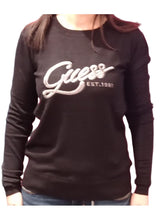 Carica l&#39;immagine nel visualizzatore di Gallery, GUESS Maglioncino Manica Lunga con Logo in Strass Donna W3GR37Z2NQ2-JBLK

