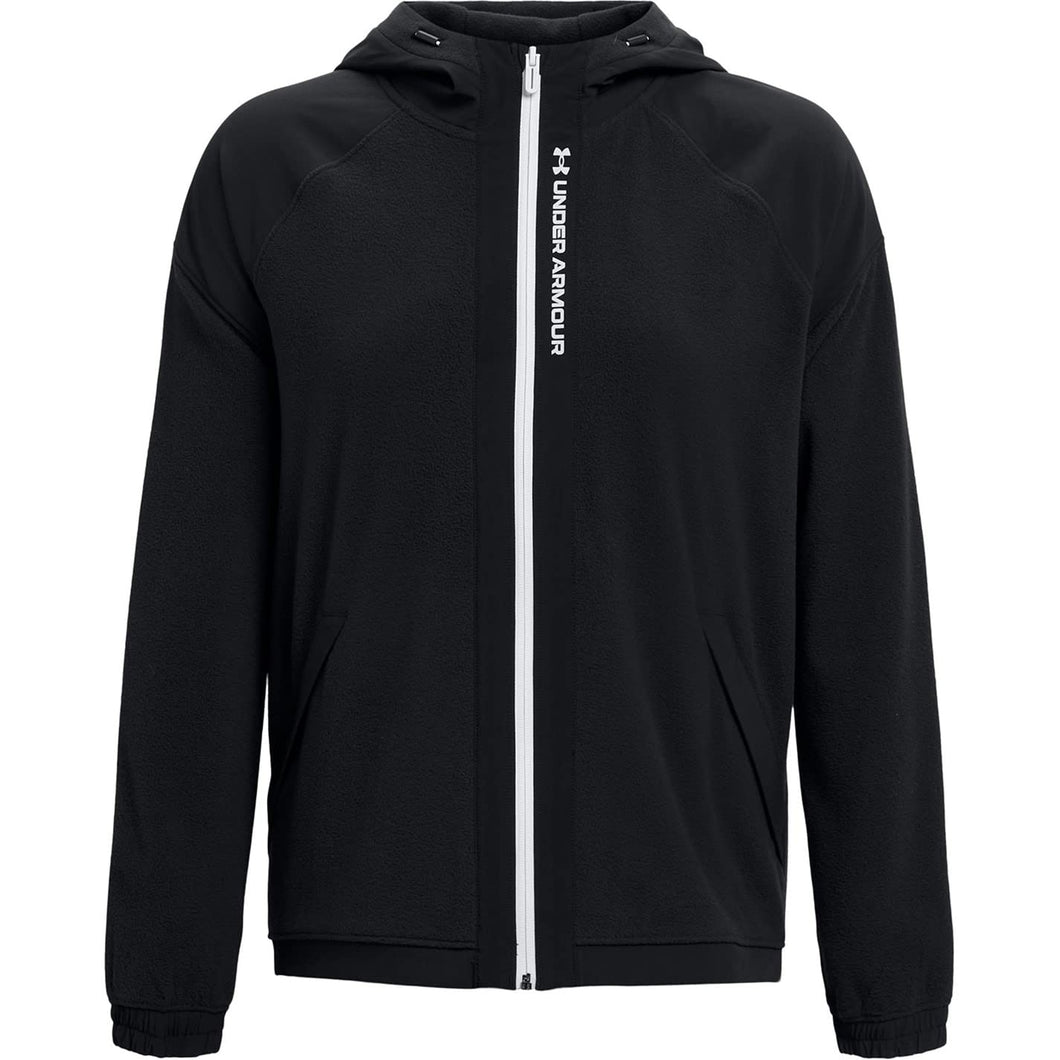 Under Armour Felpa con cappuccio da donna a maniche lunghe con zip intera nera 8, Nero , 40