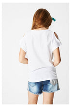 Carica l&#39;immagine nel visualizzatore di Gallery, Desigual - Girl - T-shirt bianca con paillettes - Cotonou -
