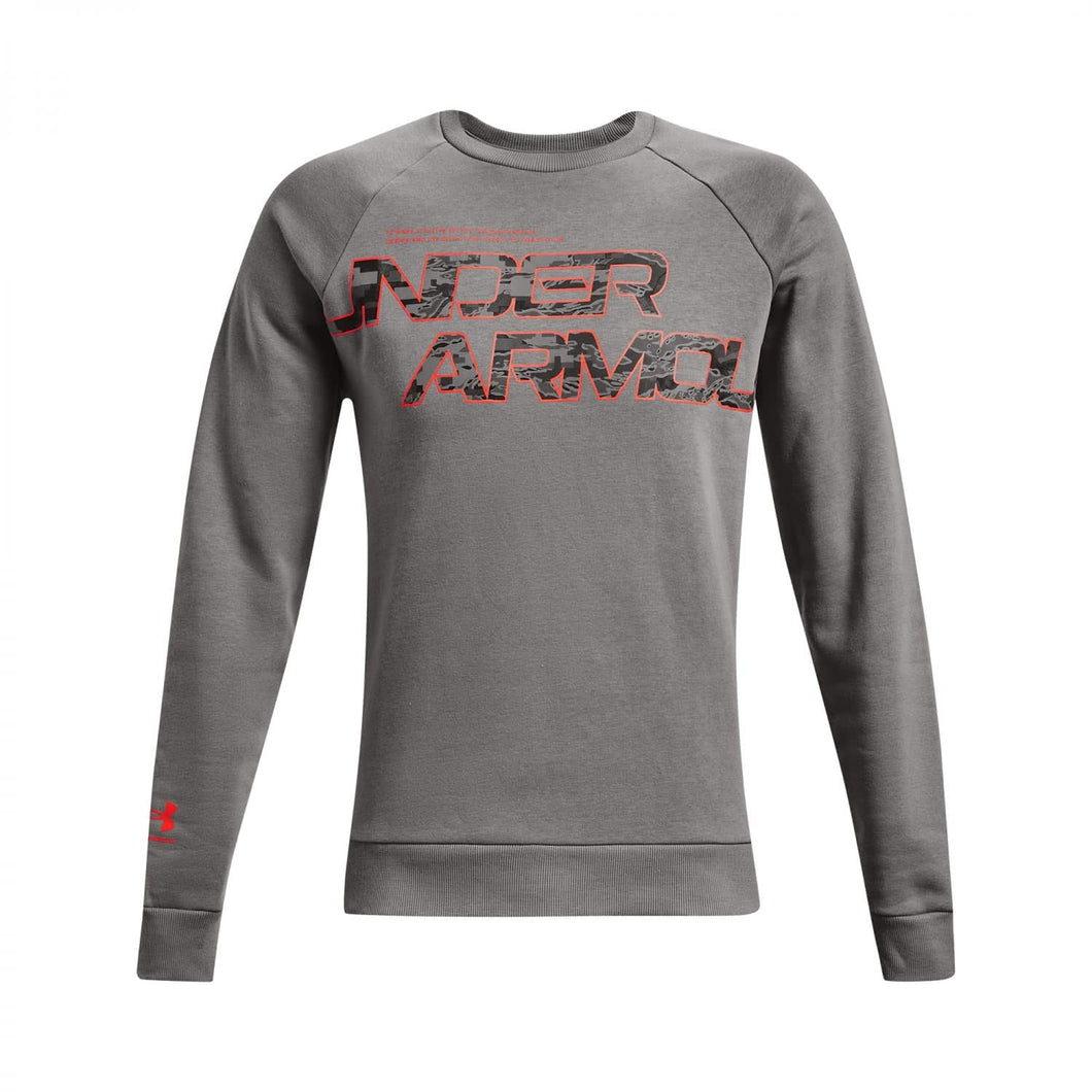 Under Armour Rival Fleece Script - Felpa da uomo, taglia XL, colore: Grigio/Rosso
