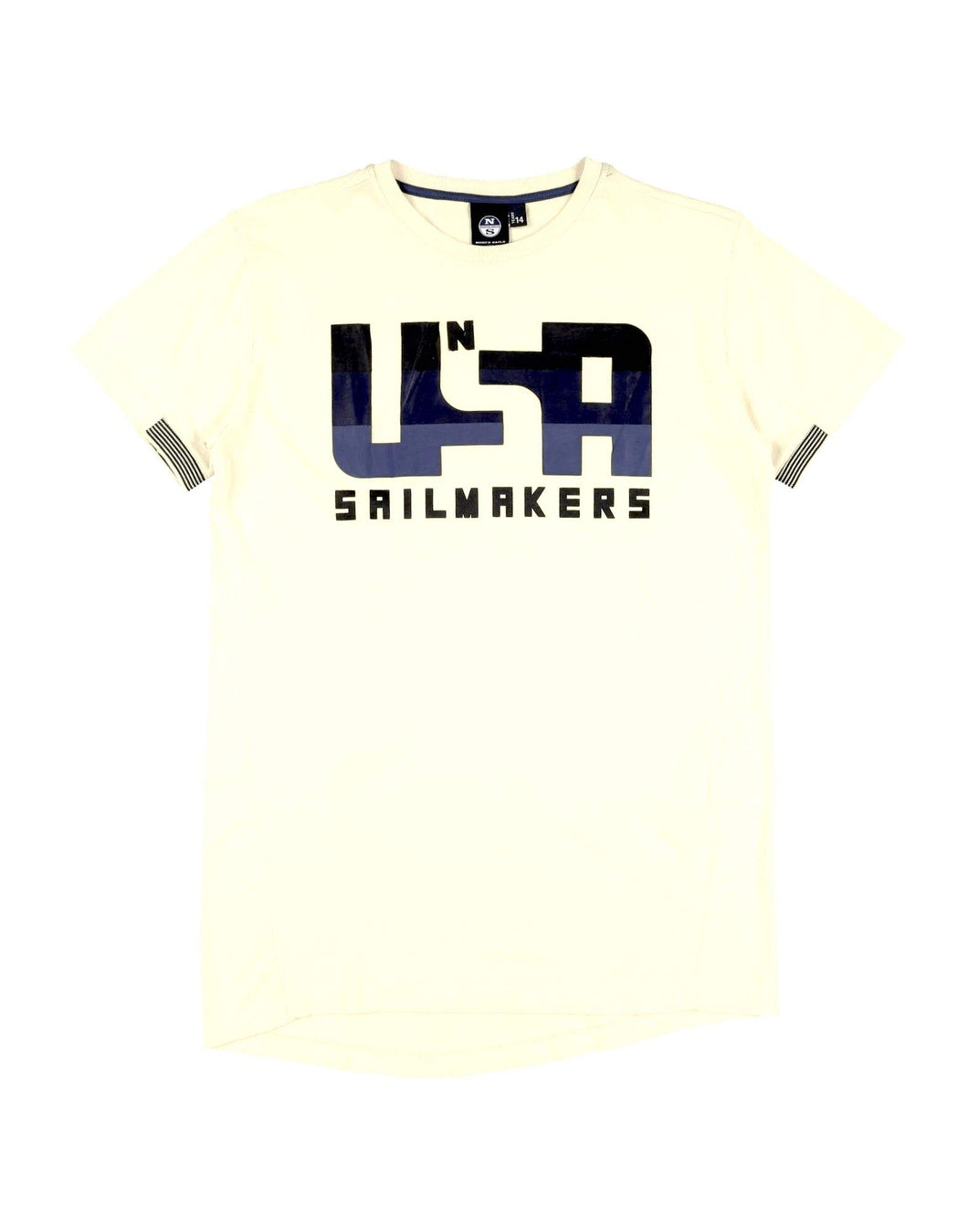 NORTH SAILS 794058 T-Shirt a Manica Corta da Bambino Bianca Stampa USA Sailmakers