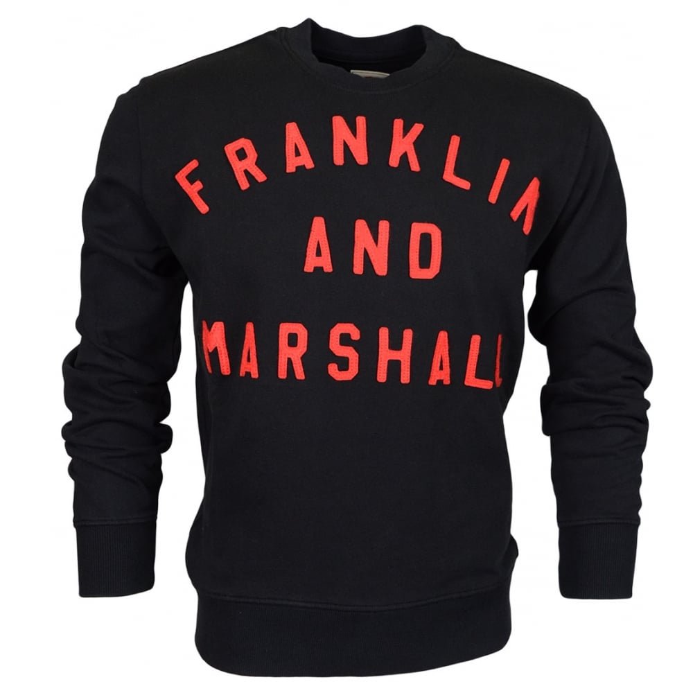 Franklin & Marshall Felpa Nera Uomo Girocollo Neck Sweatshirt Men FLMF252ANW17