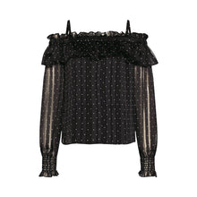 Carica l&#39;immagine nel visualizzatore di Gallery, Guess LS Mirella Top W1YH0S WE0R0 Dots Mania Black WHI
